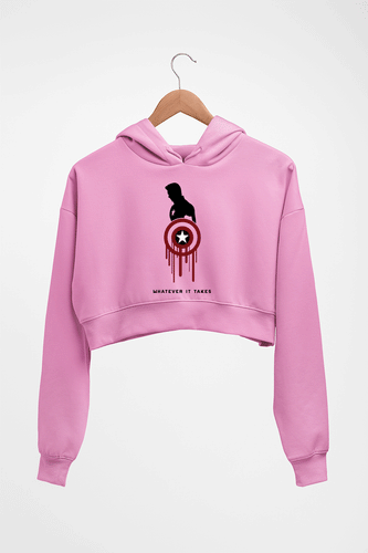 Captain America Superhero Crop HOODIE FOR WOMEN-Light Baby Pink-Ektarfa.online