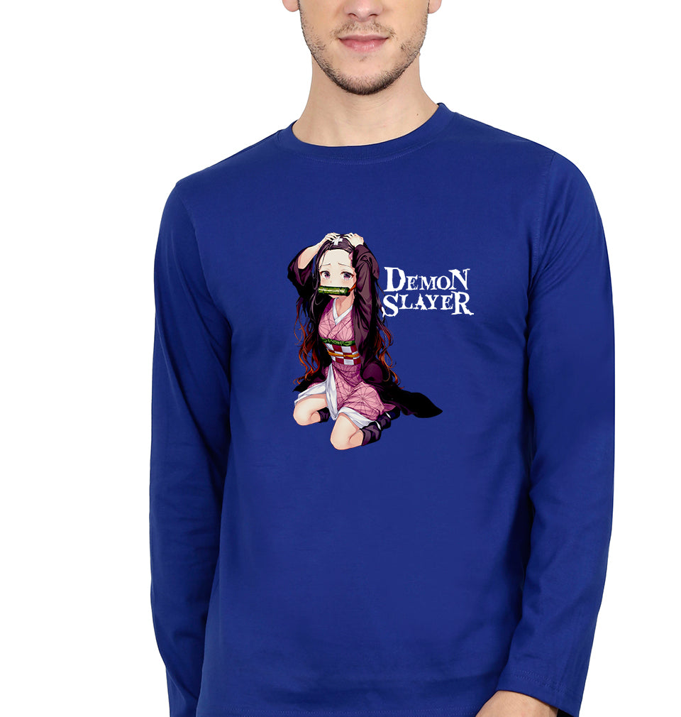 Demon Slayer Full Sleeves T-Shirt for Men-Royal Blue-Ektarfa.online