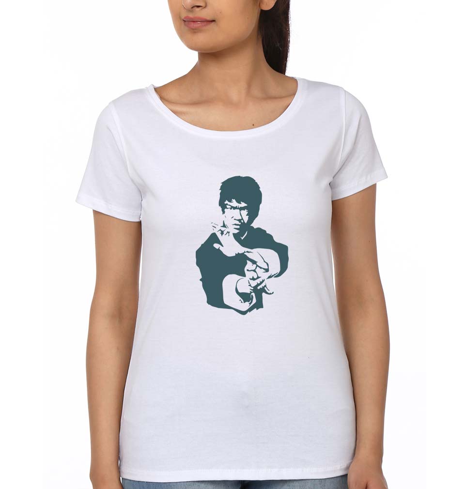 Bruce Lee T-Shirt for Women-XS(32 Inches)-White-Ektarfa.online