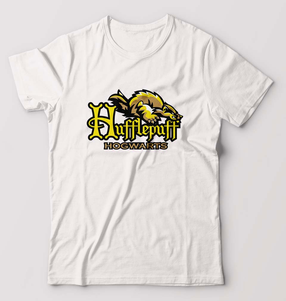 Hufflepuff Harry Potter T-Shirt for Men-S(38 Inches)-White-Ektarfa.online