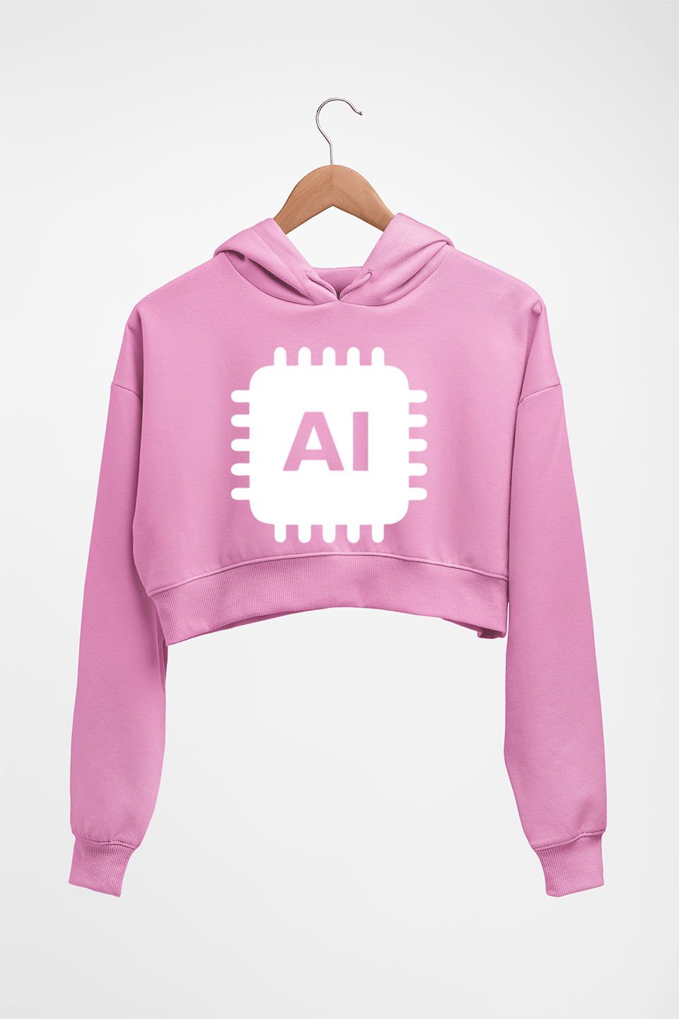 Artificial intelligence (AI) Crop HOODIE FOR WOMEN-Light Baby Pink-Ektarfa.online