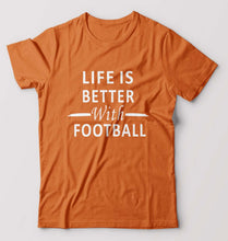 Load image into Gallery viewer, Life Football T-Shirt for Men-S(38 Inches)-Orange-Ektarfa.online
