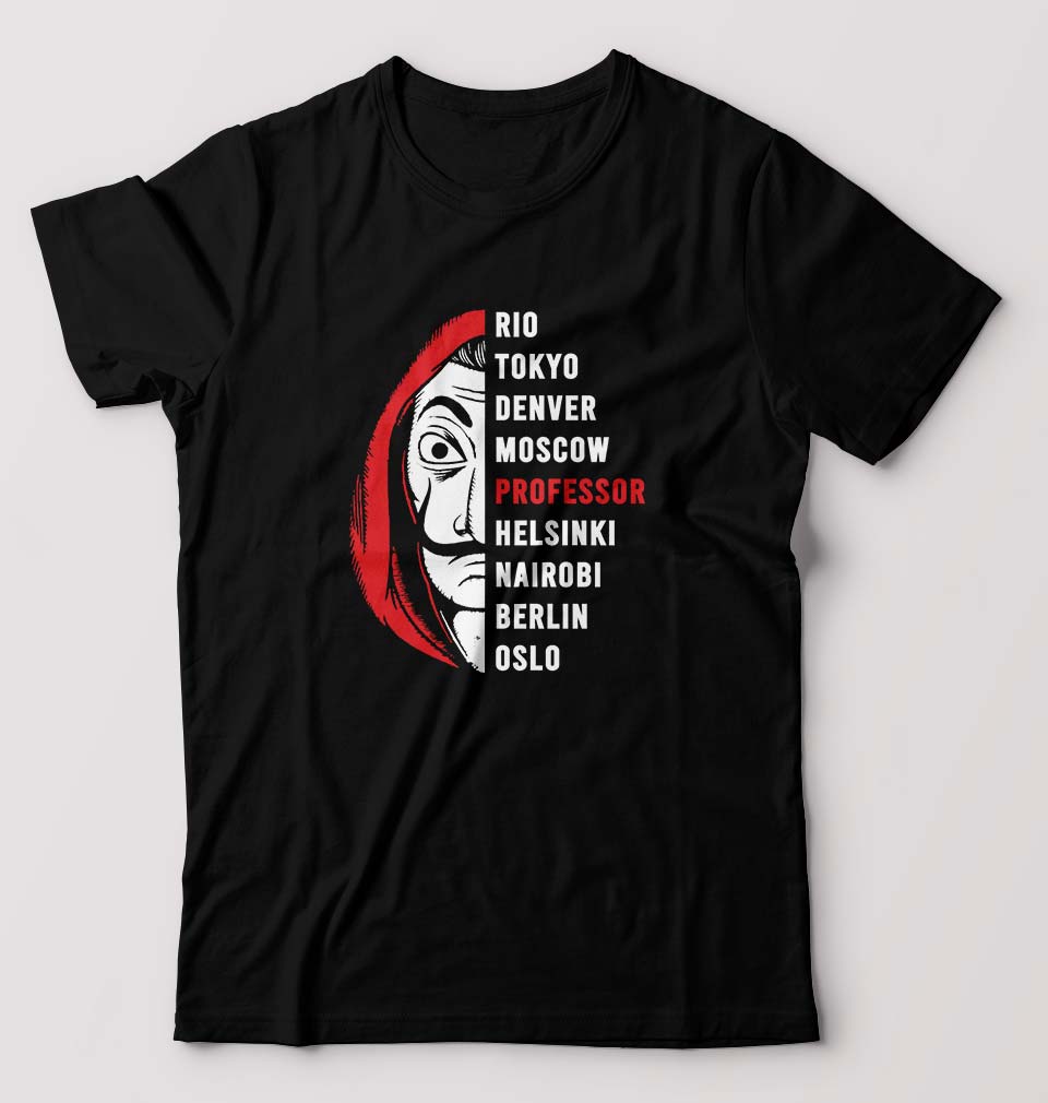 Money Heist T-Shirt for Men-S(38 Inches)-Black-Ektarfa.online