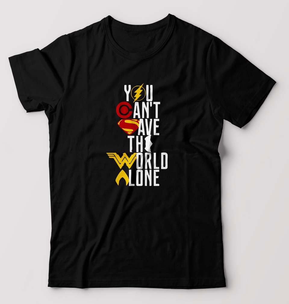 You Can't Save The World Alone Justice League T-Shirt for Men-Black-Ektarfa.online