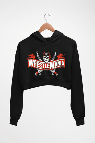 WWE Wrestle Mania Crop HOODIE FOR WOMEN-Black-Ektarfa.online