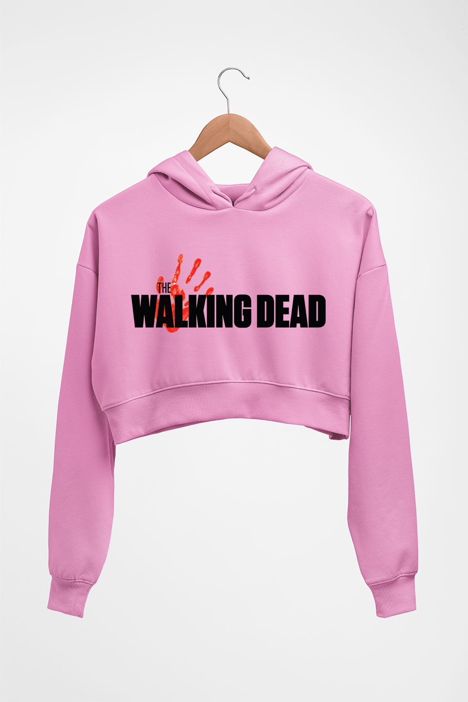 The Walking Dead Crop HOODIE FOR WOMEN-Light Baby Pink-Ektarfa.online
