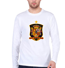 Load image into Gallery viewer, Spain Football Full Sleeves T-Shirt for Men-S(38 Inches)-White-Ektarfa.online
