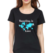 Load image into Gallery viewer, Traveling is Love T-Shirt for Women-Black-Ektarfa.online
