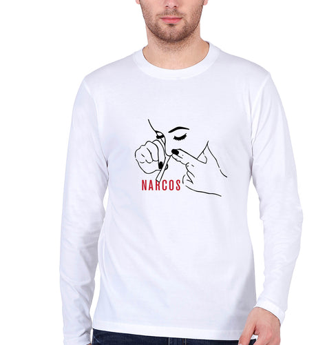 Narcos Drugs Full Sleeves T-Shirt for Men-White-Ektarfa.online