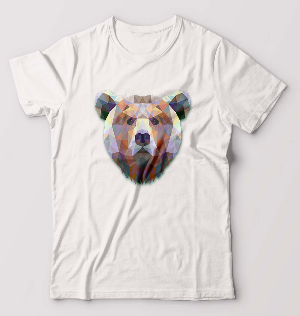 Bear T-Shirt for Men-S(38 Inches)-White-Ektarfa.online