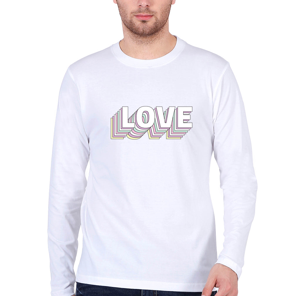 Love Full Sleeves T-Shirt for Men-S(38 Inches)-White-Ektarfa.online