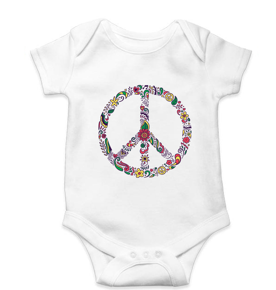 Floral Peace Kids Romper For Baby Boy/Girl-White-Ektarfa.online