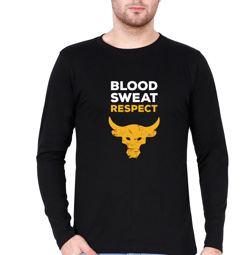 Blood Sweat Respect Gym Full Sleeves T-Shirt for Men-S(38 Inches)-Black-Ektarfa.online