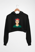 Load image into Gallery viewer, Frida Kahlo Crop HOODIE FOR WOMEN-Black-Ektarfa.online

