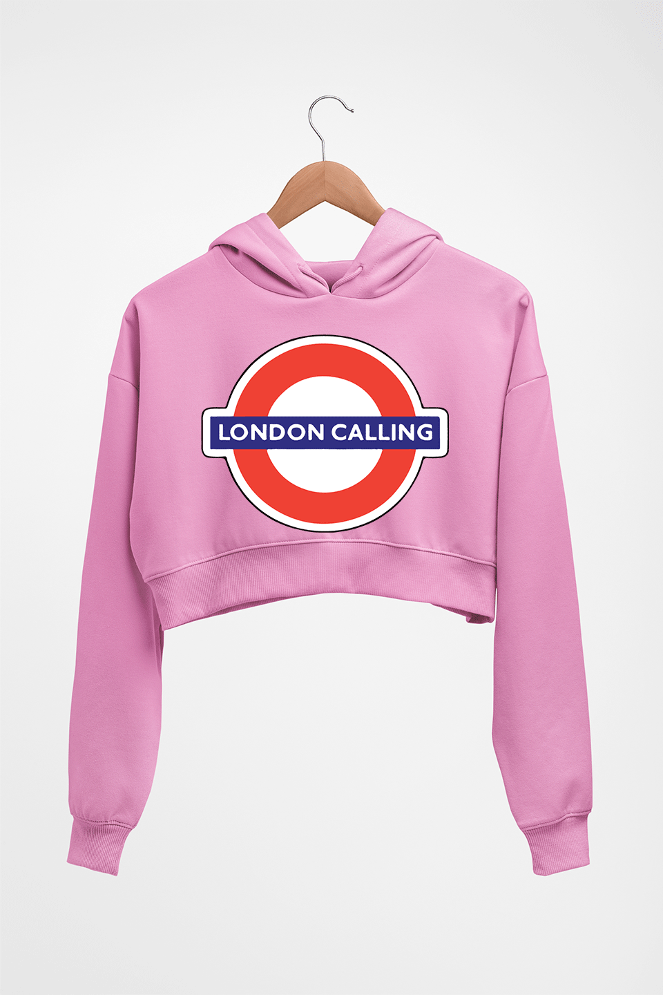 London Calling Crop HOODIE FOR WOMEN-Light Baby Pink-Ektarfa.online