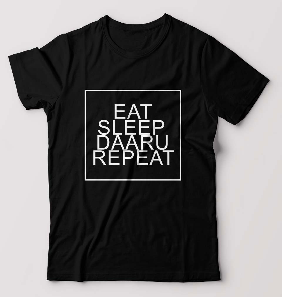 Daaru T-Shirt for Men-S(38 Inches)-Black-Ektarfa.online