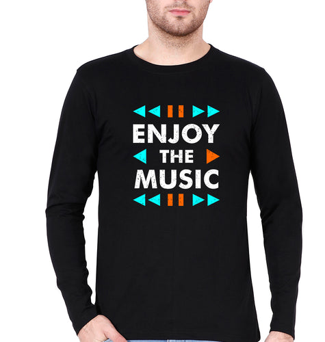 Music Full Sleeves T-Shirt for Men-Black-Ektarfa.online