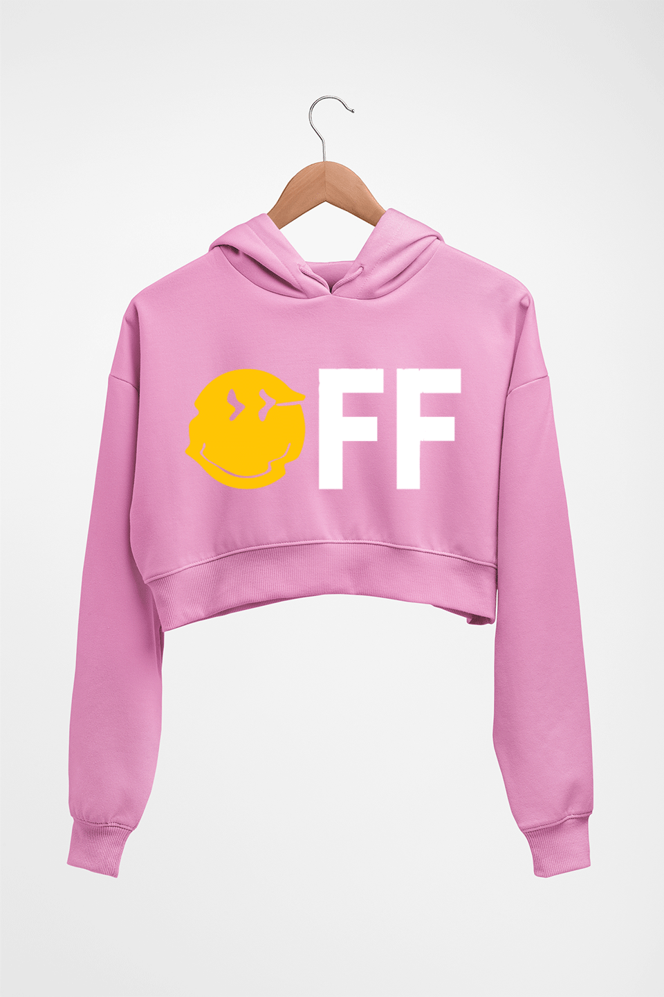 Emoji Off Crop HOODIE FOR WOMEN-Light Baby Pink-Ektarfa.online