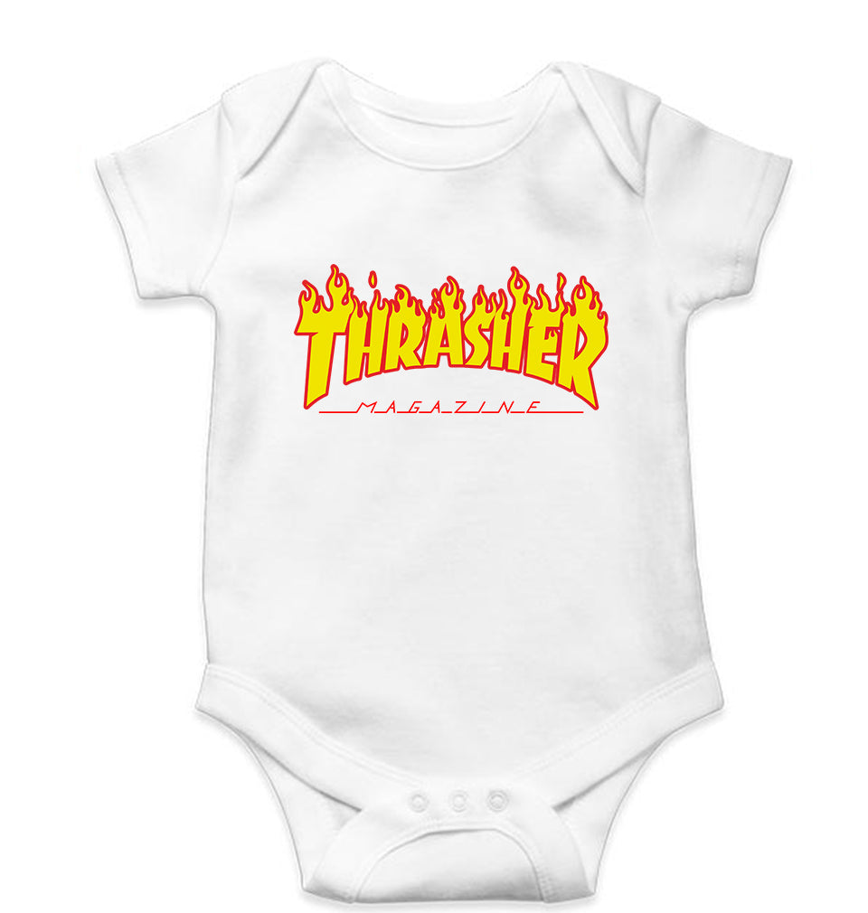 Thrasher Kids Romper For Baby Boy/Girl-0-5 Months(18 Inches)-White-Ektarfa.online