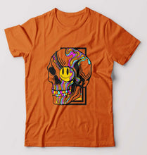 Load image into Gallery viewer, Trippy Psychedelic Skull Emoji T-Shirt for Men-Orange-Ektarfa.online
