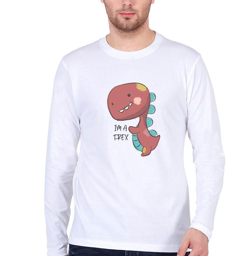 Dinosaur TRex Full Sleeves T-Shirt for Men-White-Ektarfa.online