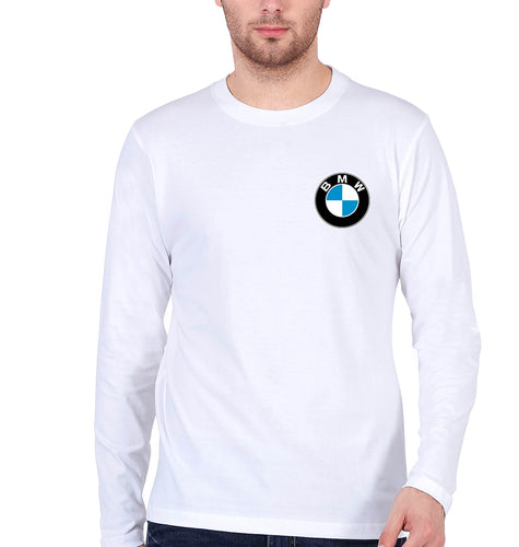 BMW Full Sleeves T-Shirt for Men-S(38 Inches)-White-Ektarfa.online