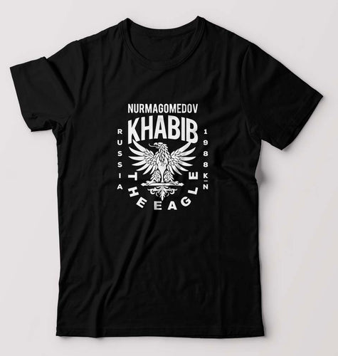 Khabib The Eagle Nurmagomedov T-Shirt for Men-S(38 Inches)-Black-Ektarfa.online