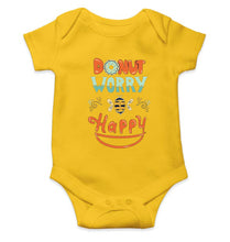 Load image into Gallery viewer, Donut Worry Be Happy Kids Romper For Baby Boy/Girl-0-5 Months(18 Inches)-Yellow-Ektarfa.online
