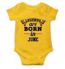 Load image into Gallery viewer, Legends are Born in JunE Kids Romper For Baby Boy/Girl-0-5 Months(18 Inches)-Yellow-Ektarfa.online
