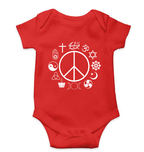 Peace Religious Symbols Kids Romper For Baby Boy/Girl-Red-Ektarfa.online