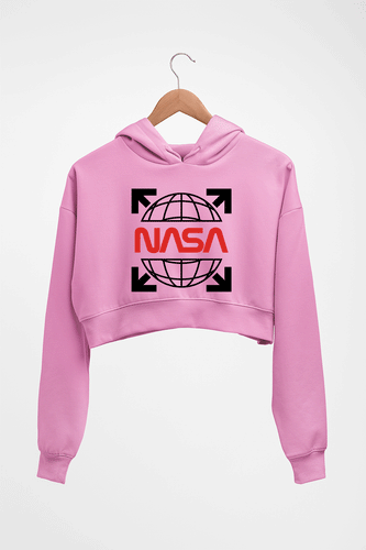 Nasa White Off Crop HOODIE FOR WOMEN-Light Baby Pink-Ektarfa.online
