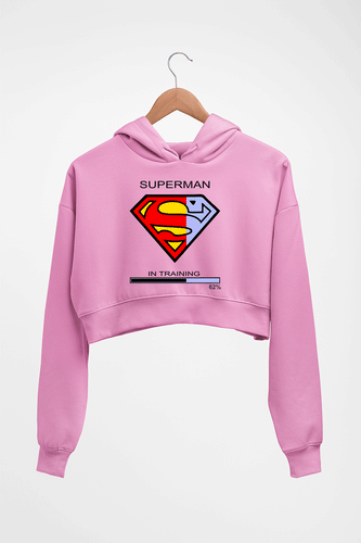 Superman Gym Crop HOODIE FOR WOMEN-Light Baby Pink-Ektarfa.online
