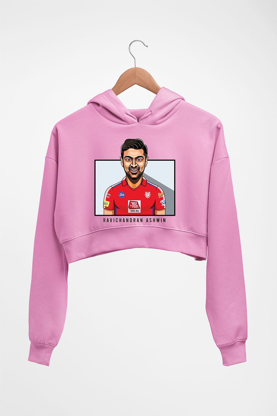 Ravichandran Ashwin Crop HOODIE FOR WOMEN-Light Baby Pink-Ektarfa.online