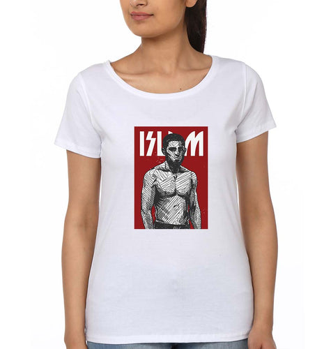 Islam Makhachev T-Shirt for Women-White-Ektarfa.online