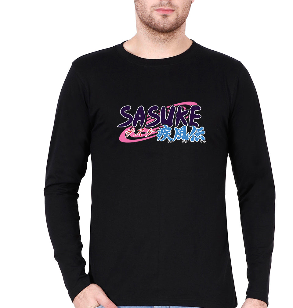 Sasuke Full Sleeves T-Shirt for Men-S(38 Inches)-Black-Ektarfa.online