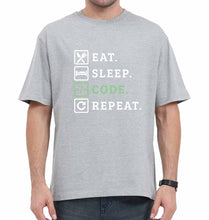 Load image into Gallery viewer, Eat Sleep Code Repeat Oversized T-Shirt for Men-Grey-Ektarfa.online
