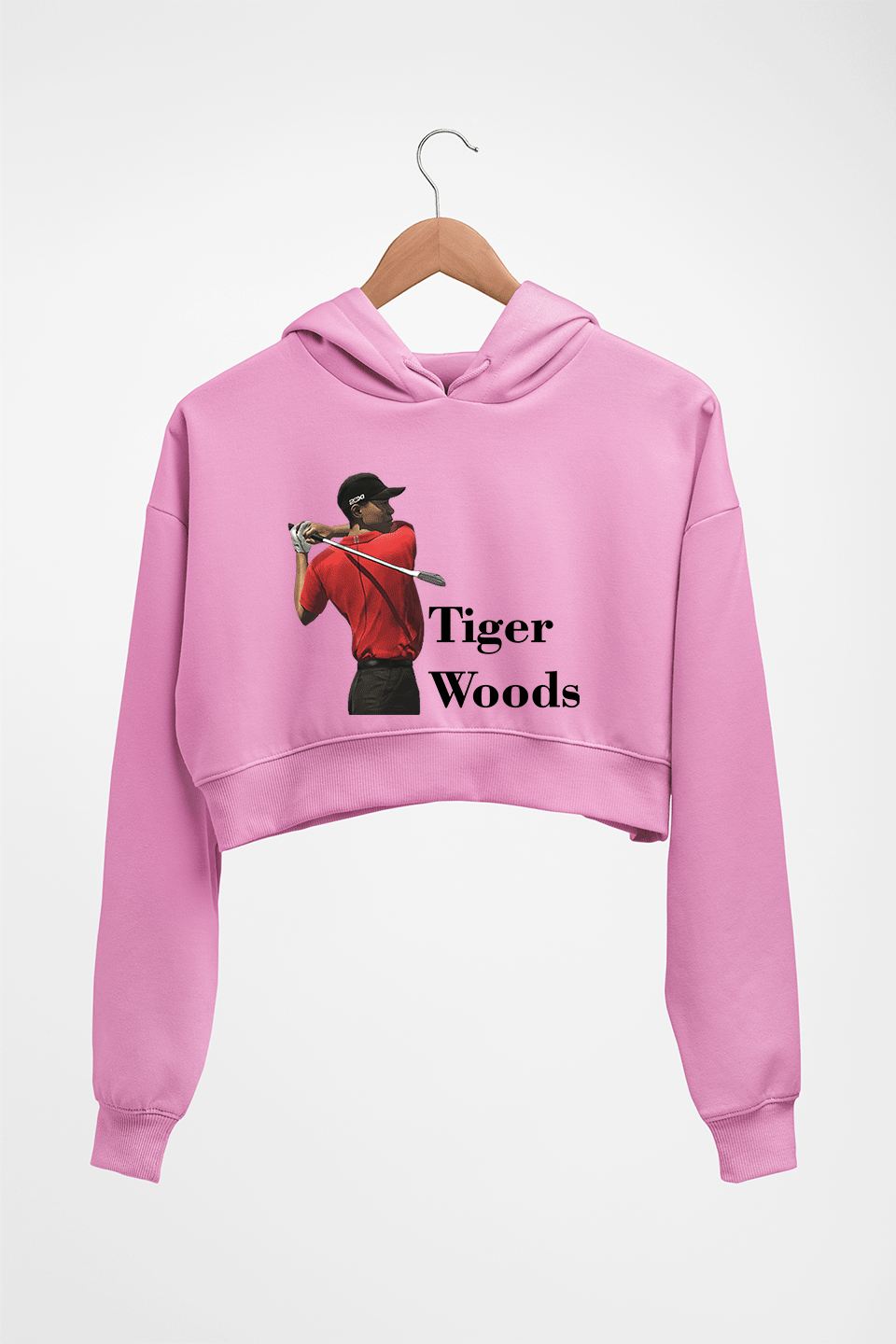 Tiger Woods Crop HOODIE FOR WOMEN-Light Baby Pink-Ektarfa.online