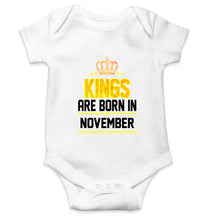 Load image into Gallery viewer, Kings Are Born In November Kids Romper For Baby Boy/Girl-0-5 Months(18 Inches)-White-Ektarfa.online
