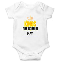 Load image into Gallery viewer, Kings Are Born In May Kids Romper For Baby Boy/Girl-0-5 Months(18 Inches)-White-Ektarfa.online
