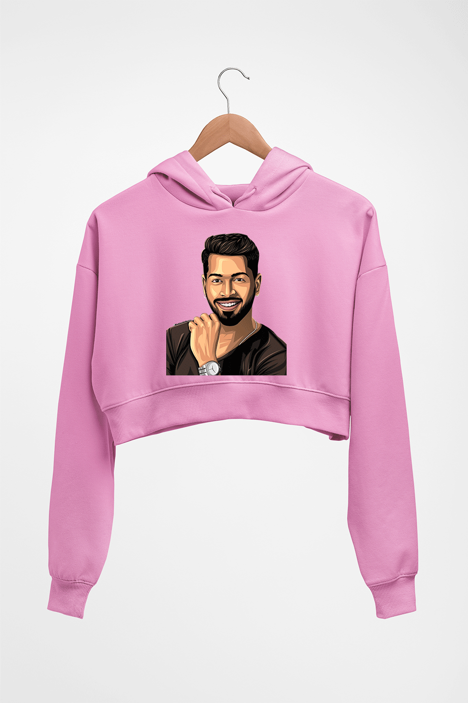 Hardik Pandya Crop HOODIE FOR WOMEN-Light Baby Pink-Ektarfa.online
