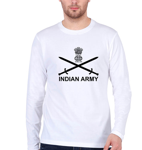 Indian Army Full Sleeves T-Shirt for Men-White-Ektarfa.online