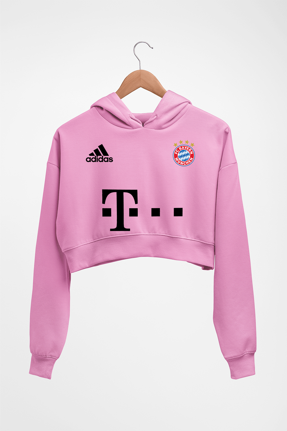 FC Bayern Munich 2021-22 Crop HOODIE FOR WOMEN-Light Baby Pink-Ektarfa.online