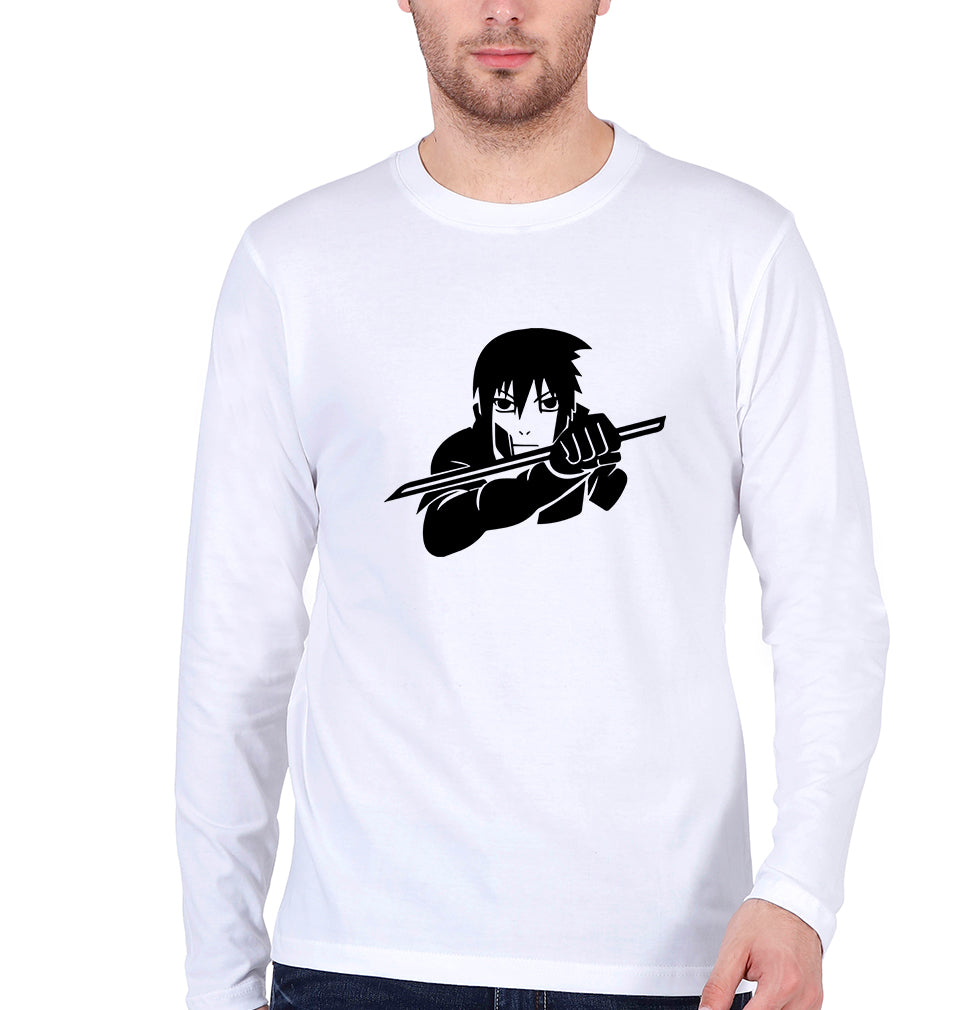 Sasuke Uchiha Full Sleeves T-Shirt for Men-White-Ektarfa.online