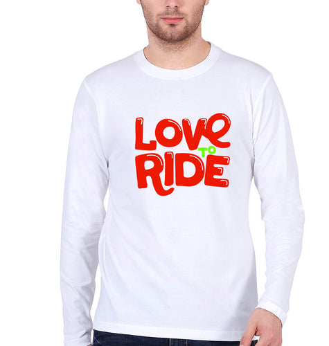 Love to Ride Full Sleeves T-Shirt for Men-White-Ektarfa.online
