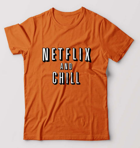 Netflix and Chill T-Shirt for Men-Orange-Ektarfa.online