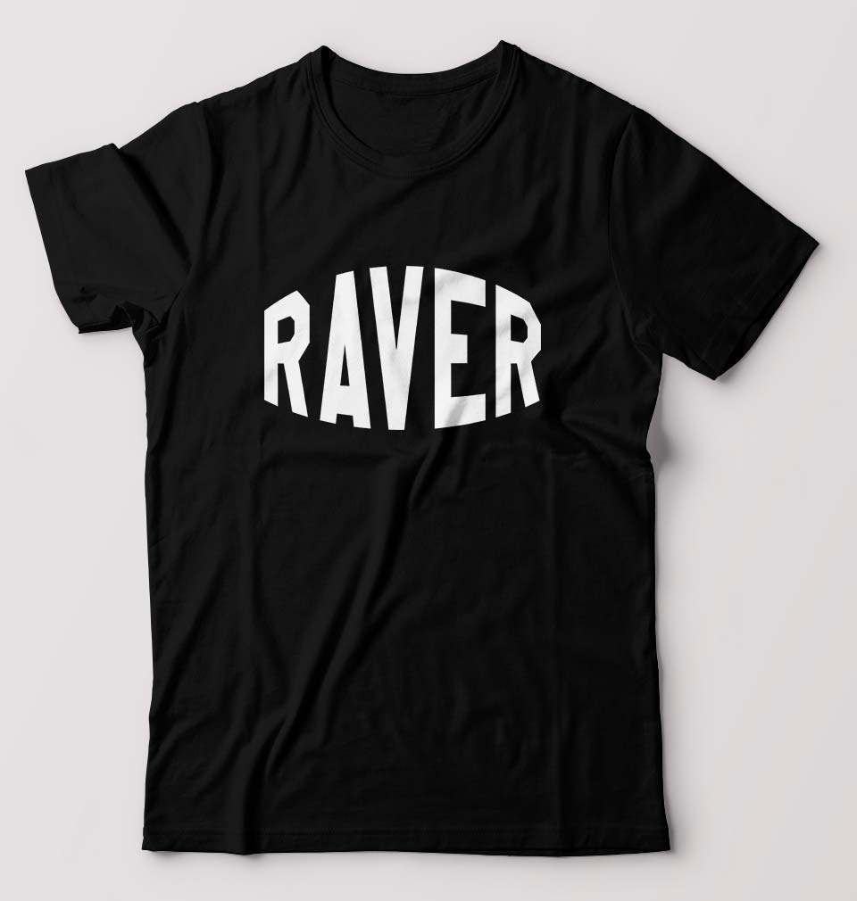 Raver T-Shirt for Men-S(38 Inches)-Black-Ektarfa.online