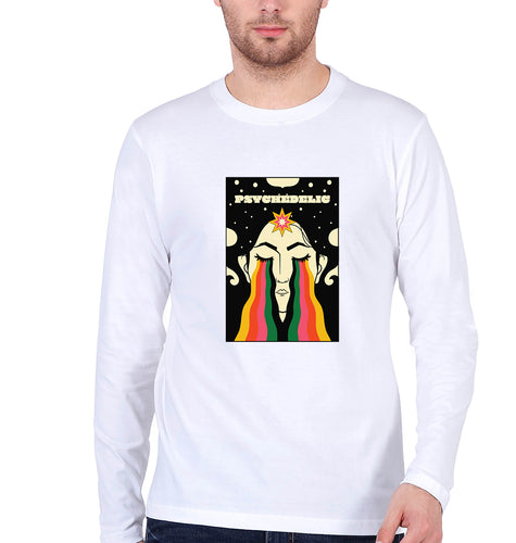 Psychedelic Full Sleeves T-Shirt for Men-White-Ektarfa.online