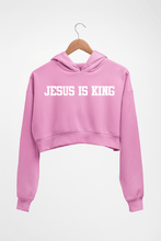 Load image into Gallery viewer, Jesus is King Crop HOODIE FOR WOMEN-Light Baby Pink-Ektarfa.online
