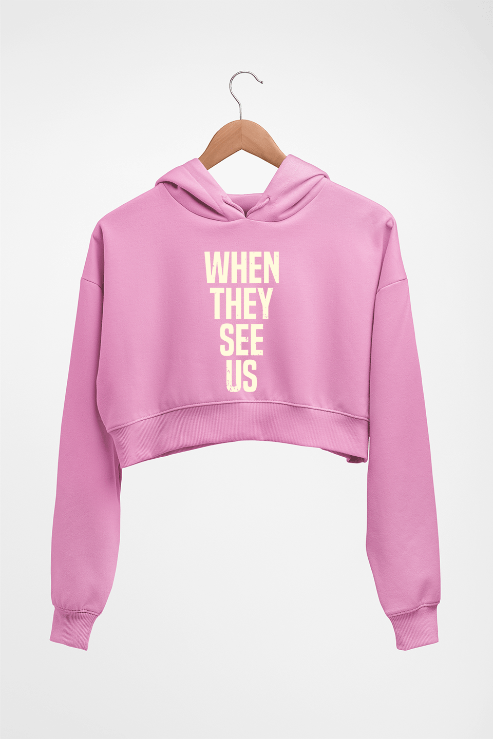 When They See Us Crop HOODIE FOR WOMEN-Light Baby Pink-Ektarfa.online