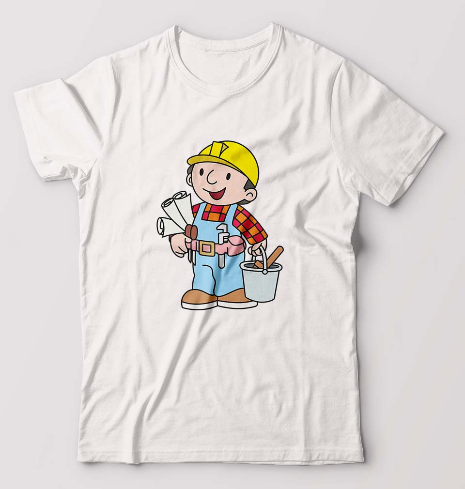 Bob the Builder T-Shirt for Men-S(38 Inches)-White-Ektarfa.online